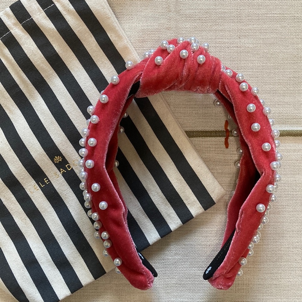 Lele Sadoughi Raspberry Pearl Headband
